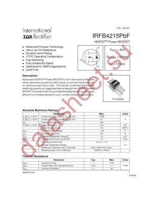 IRFB4215PBF datasheet  